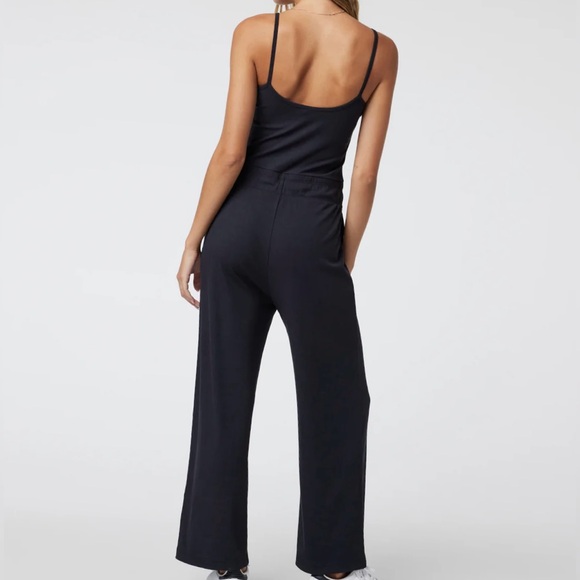 Vuori Pose Henley Stretch Rib Knit Jumpsuit Black XS - Picture 2 of 10